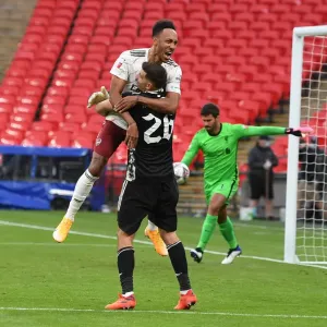 Arsenal's Aubameyang and Martinez Celebrate FA Community Shield Victory