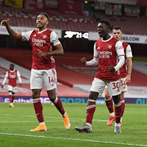 Arsenal's Aubameyang and Nketiah Celebrate Goals Against West Ham in 2020-21 Premier League