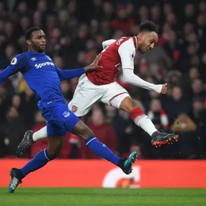 Arsenal's Aubameyang Outmaneuvers Everton's Martina