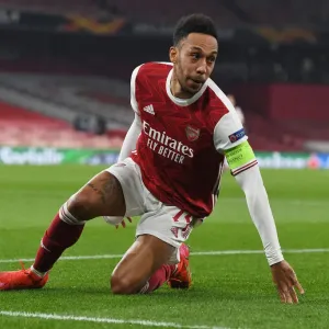 Arsenal's Aubameyang Plays in Empty Emirates Stadium Against Olympiacos during Europa League Match Amid Pandemic Arsenal's Aubameyang Plays in Empty Emirates Stadium Against Olympiacos during Europa League Match Amid Pandemic