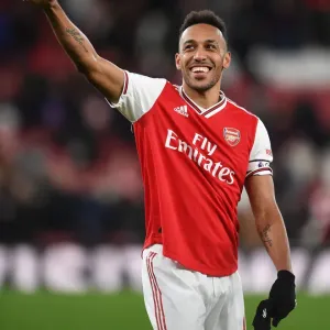 Arsenal's Aubameyang Reacts After Arsenal v Newcastle United Premier League Match Arsenal's Aubameyang Reacts After Arsenal v Newcastle United Premier League Match