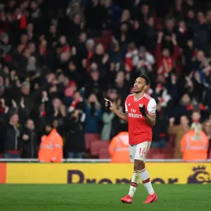 Arsenal's Aubameyang Reacts After Arsenal vs. Everton Premier League Clash (2019-20)