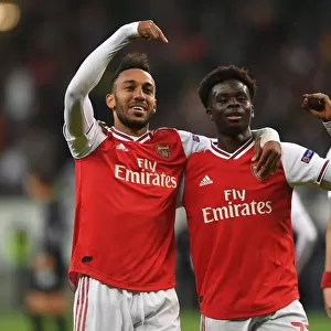 Arsenal's Aubameyang and Saka Celebrate Goals in Eintracht Frankfurt Victory, UEFA Europa League 2019-20