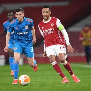 Arsenal's Aubameyang Scores Alone in Empty Emirates Stadium - UEFA Europa League Round of 16 (2020-21) Arsenal's Aubameyang Scores Alone in Empty Emirates Stadium - UEFA Europa League Round of 16 (2020-21)