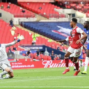 Arsenal FC Print of Aubameyang Scores in Empty FA Cup Final Arsenal FC Print of Aubameyang Scores in Empty FA Cup Final