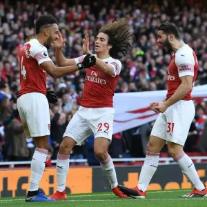 Arsenal's Aubameyang Scores First Goal Print Arsenal's Aubameyang Scores First Goal Print