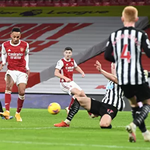 Arsenal's Aubameyang Scores Third Goal Against Newcastle in Empty Emirates Stadium (2020-21)