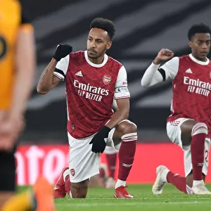 Arsenal's Aubameyang Takes a Knee in Empty Emirates Stadium vs. Wolverhampton Wanderers (2020-21)