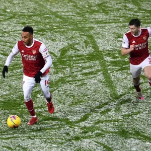 Arsenal's Aubameyang and Tierney in Action against West Bromwich Albion (2020-21)