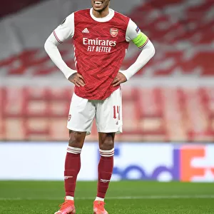 Arsenal's Aubameyang in UEFA Europa League Action vs. Olympiacos (Behind Closed Doors)