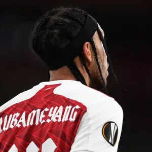 Arsenal's Aubameyang in UEFA Europa League Quarterfinal vs Slavia Praha (Behind Closed Doors)