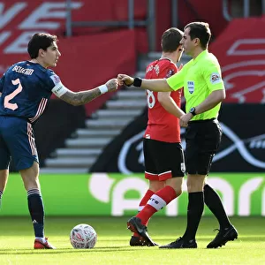 Arsenal's Bellerin Fists Ref before Empty Southampton FA Cup Match