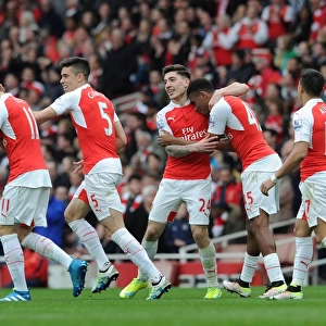 Arsenal's Bellerin and Iwobi Celebrate Goal Against Watford, Premier League 2015-16