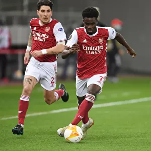 Arsenal's Bellerin and Saka in Action against SL Benfica in Europa League Round of 32