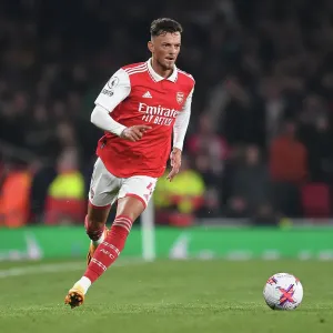 Arsenal's Ben White in Action: Arsenal vs Southampton, Premier League 2022-23 at Emirates Stadium