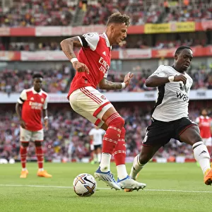 Arsenal's Ben White Faces Off Against Fulham's Neeskens Kebano in 2022-23 Premier League Clash