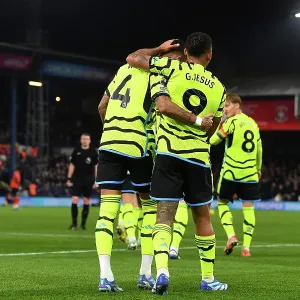 Arsenal's Ben White and Gabriel Jesus Celebrate Goal Against Luton Town (2023-24) Arsenal's Ben White and Gabriel Jesus Celebrate Goal Against Luton Town (2023-24)