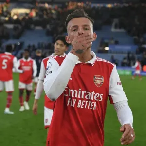 Arsenal's Ben White Post-Match at Leicester City's The King Power Stadium (Premier League 2022-23) Arsenal's Ben White Post-Match at Leicester City's The King Power Stadium (Premier League 2022-23)