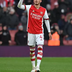 Arsenal's Ben White Reacts After Arsenal v Newcastle United, Premier League 2021-22