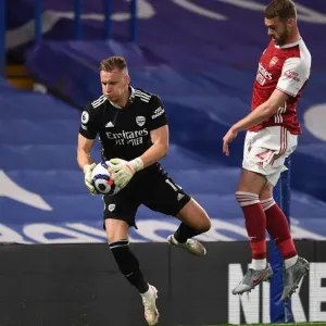 Arsenal's Bernd Leno in Action at Empty Stamford Bridge: Chelsea vs Arsenal, Premier League 2020-21 Arsenal's Bernd Leno in Action at Empty Stamford Bridge: Chelsea vs Arsenal, Premier League 2020-21