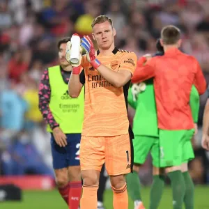 Arsenal's Bernd Leno Applauding Fans after Brentford Victory - 2021-22 Premier League Arsenal's Bernd Leno Applauding Fans after Brentford Victory - 2021-22 Premier League