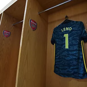 Arsenal's Bernd Leno Prepares for Aston Villa Showdown in Emirates Stadium Changing Room (2019-20 Premier League)