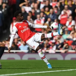 Arsenal's Bukayo Saka in Action: Arsenal vs AFC Bournemouth, Premier League 2019-20 Arsenal's Bukayo Saka in Action: Arsenal vs AFC Bournemouth, Premier League 2019-20