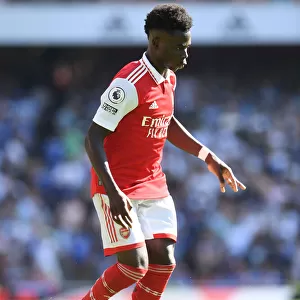 Arsenal's Bukayo Saka in Action against Leicester City - Premier League 2022-23