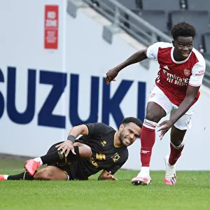 Arsenal's Bukayo Saka in Action against MK Dons during Pre-Season Friendly (2020-21)