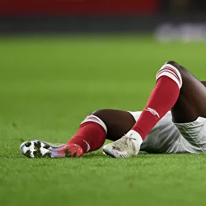 Arsenal's Bukayo Saka in Action against Newcastle United - Emirates Stadium, 2021 (Premier League, COVID-19 Restrictions)