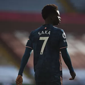 Arsenal's Bukayo Saka in Action at Empty Villa Park: Aston Villa vs Arsenal, Premier League 2021