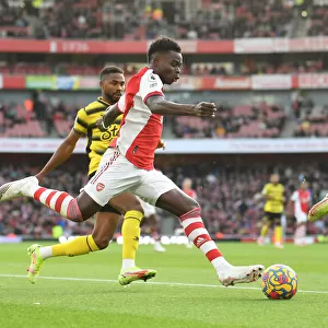 Arsenal's Bukayo Saka in Action Against Watford - Premier League 2021-22