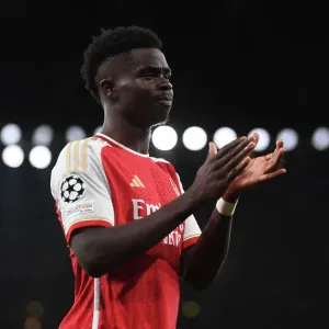 Arsenal's Bukayo Saka Bids Farewell to Fans Amidst Arsenal FC vs Sevilla FC UCL Clash, 2023/24