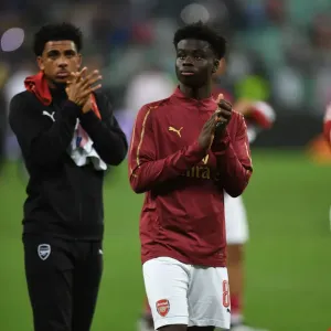 Arsenal's Bukayo Saka Celebrates Europa League Final Victory over Chelsea in Baku