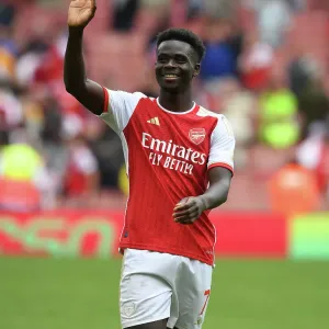 Arsenal's Bukayo Saka Celebrates Victory Over Nottingham Forest in 2023-24 Premier League Arsenal's Bukayo Saka Celebrates Victory Over Nottingham Forest in 2023-24 Premier League