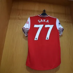 Arsenal's Bukayo Saka in the Changing Room Before Arsenal v Aston Villa (2019-20)