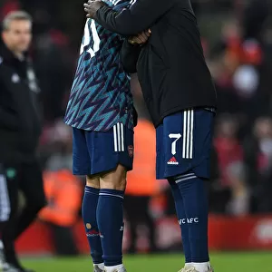 Arsenal's Bukayo Saka and Gabriel Martinelli Embrace in Carabao Cup Semi-Final Clash vs Liverpool