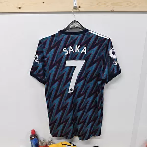 Arsenal's Bukayo Saka Jersey in Leeds United's Changing Room - Premier League Clash (2021-22)