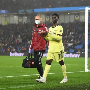Arsenal's Bukayo Saka Receives Treatment Print Arsenal's Bukayo Saka Receives Treatment Print
