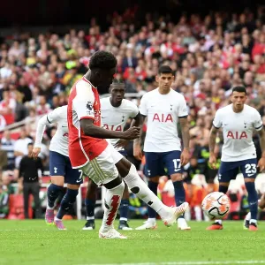 Arsenal's Bukayo Saka Scores Penalty in Derby Win Against Tottenham, 2023-24 Premier League Arsenal's Bukayo Saka Scores Penalty in Derby Win Against Tottenham, 2023-24 Premier League