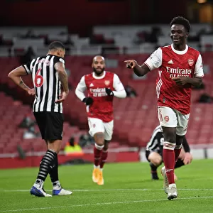 Arsenal's Bukayo Saka Scores Second Goal Against Newcastle United in Empty Emirates Stadium, Premier League 2020-21