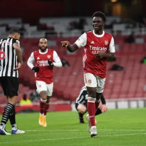 Arsenal's Bukayo Saka Scores Second Goal Against Newcastle United in Empty Emirates Stadium, Premier League 2020-21