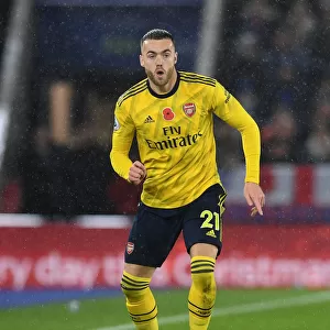 Arsenal's Calum Chambers in Action against Leicester City - Premier League Showdown (2019-20)