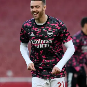 Arsenal's Calum Chambers at Empty Emirates Stadium - Arsenal v Villarreal UEFA Europa League Semi-Final Arsenal's Calum Chambers at Empty Emirates Stadium - Arsenal v Villarreal UEFA Europa League Semi-Final