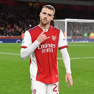 Arsenal's Calum Chambers Reacts After Carabao Cup Showdown Against Leeds United