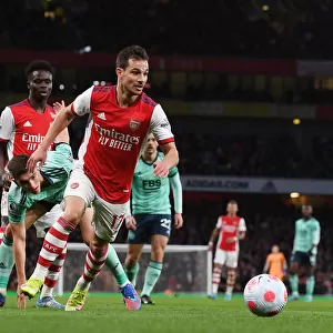 Arsenal's Cedric Soares in Action Against Leicester City, Premier League 2021-22