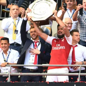 Arsenal's Chambers and Giroud Celebrate FA Community Shield Victory over Chelsea Arsenal's Chambers and Giroud Celebrate FA Community Shield Victory over Chelsea