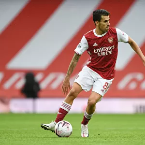 Arsenal's Dani Ceballos in Action: 2020-21 Premier League Match Against Sheffield United at Emirates Stadium (Behind Closed Doors)