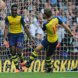 Arsenal's Danny Welbeck and Aaron Ramsey Celebrate Goals Against Aston Villa (2014-15)
