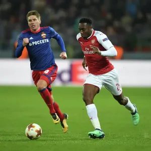 Arsenal's Danny Welbeck Clashes with CSKA Moscow's Kirill Nababkin in Europa League Quarterfinal